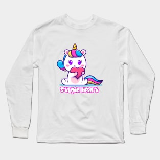 Cute unicorn bite love Stupid Heart Long Sleeve T-Shirt